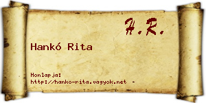 Hankó Rita névjegykártya
